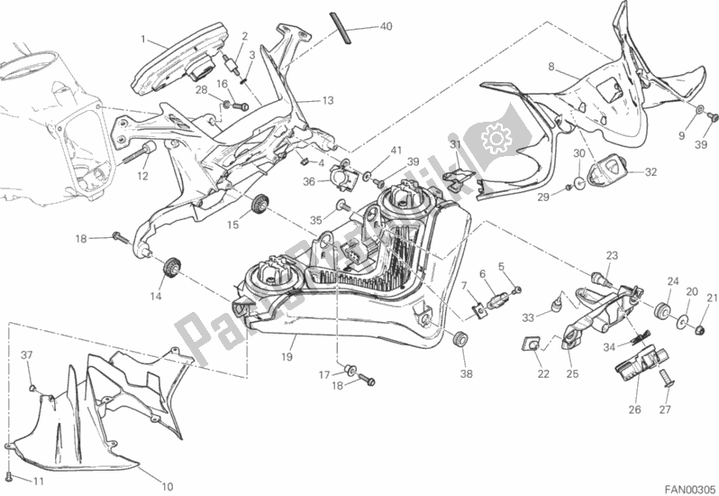 All parts for the Fanale Anteriore E Cruscotto of the Ducati Superbike 1299S 90 TH Anniversario 2017